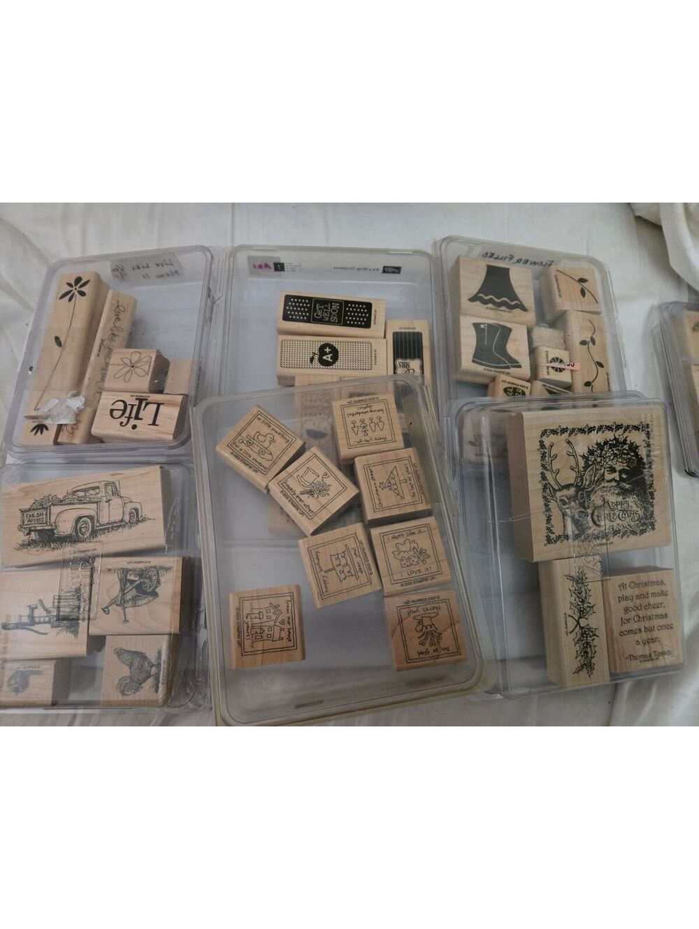 Stampin' Up! Wood Mounted Rubber Stamp Set Lot of 6 / Vintage